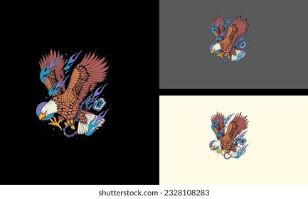 flying bird with chain vector flat design