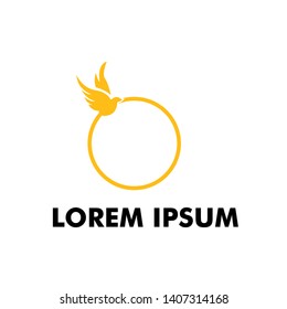 flying bird with circle geometry logo icon for travel company
