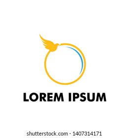 flying bird with circle geometry logo icon for travel company