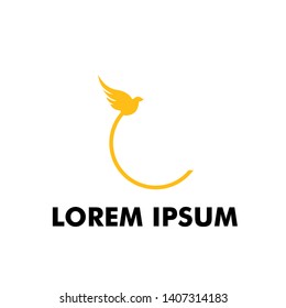 flying bird with circle geometry logo icon for travel company