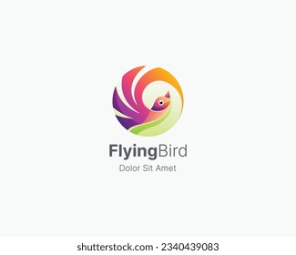 Flying bird. Colorful circle bird icon