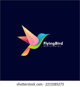 Flying Bird colorido gradiente plantilla de logotipo