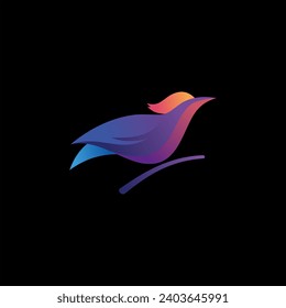 flying bird colorful modern animals logo gradient
