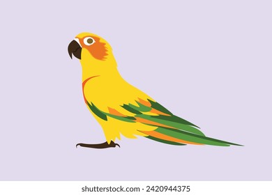 Fliegendes Vogelkonzept. Farbige, flache Vektorgrafik einzeln.