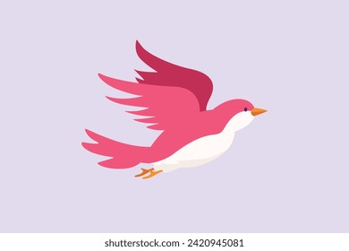 Flying bird concept. Colored flat vector illustration isolated.