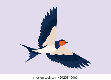 Flying bird concept. Colored flat vector illustration isolated.