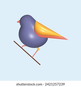 Flying bird concept. Realistic 3d object cartoon style.