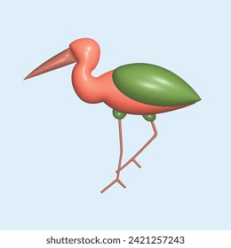 Flying bird concept. Realistic 3d object cartoon style.