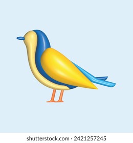 El concepto de pájaro volador. Estilo real de dibujos animados en 3d.