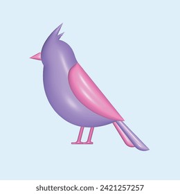 Flying bird concept. Realistic 3d object cartoon style.