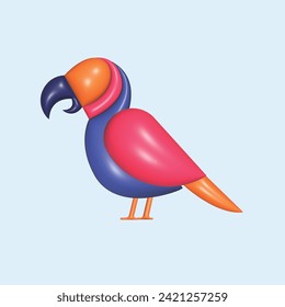 Flying bird concept. Realistic 3d object cartoon style.