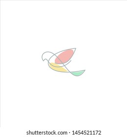 Flying bird continuous line drawing. mono line bird. outline bird logo. simple and colorful style. soft color. 