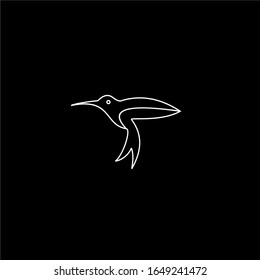 Flying bird continuous line drawing elements set isolated on white background for logo or decorative element. Vector illustration of animal form in trendy outline style.