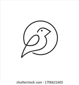 Flying bird continuous line drawing elements set isolated on white background for logo or decorative element. Vector illustration of animal form in trendy outline style.