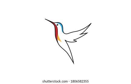 Elemento de dibujo de línea continua de ave voladora aislado sobre fondo blanco para logotipo o elemento decorativo. Ilustración vectorial de la forma animal en el estilo de contorno de moda.