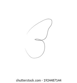 Flying bird continuous line drawing element isolated on white background for logo or decorative element. illustration of animal form in trendy outline style.