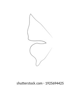 Flying bird continuous line drawing element isolated on white background for logo or decorative element. illustration of animal form in trendy outline style.