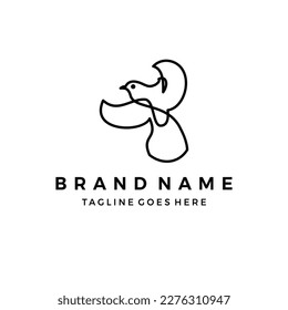 flying bird continuous line drawing element isolated on white background for decorative element.