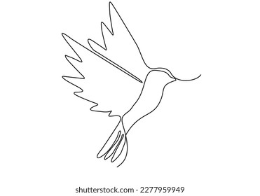 Elemento de dibujo de línea continua de ave voladora aislado sobre fondo blanco para elemento decorativo. Ilustración vectorial de la forma animal en el estilo de contorno de moda.