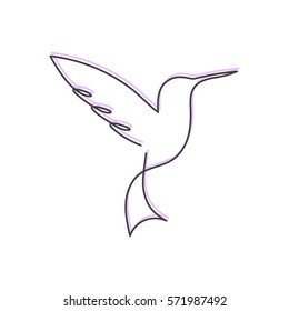 Flying bird continuous line drawing element isolated on white background for logo or decorative element. Vector illustration of animal form in trendy outline style.
