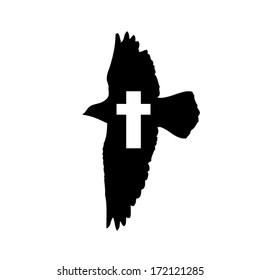 Flying Bird with cross. Vector