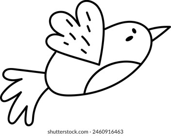 Flying Bird Doodle Vector Illustration