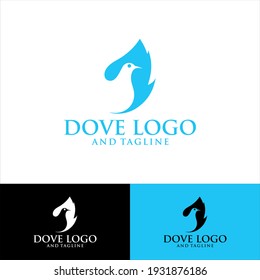 Flying bird dove logo, Creative luxury modern bird logo template vector icon.