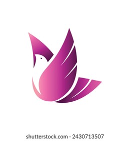 Flying bird dove logo design vector. Bird Wing Dove, Flying Dove Logo Design. Wings Spread Illustration.