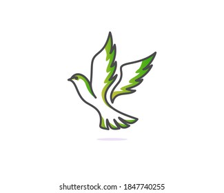 Flying bird dove logo template. Creative pigeon fly wings logo design