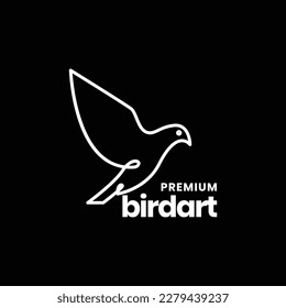 flying bird dove pigeon modern minimal line art simple logo design vector