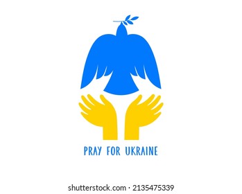 Flying bird, dove as a symbol of peace. Support Ukraine, Stand with Ukraine banner and poster in yellow and blue colors