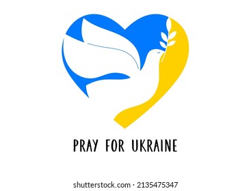 Flying bird, dove as a symbol of peace. Support Ukraine, Stand with Ukraine banner and poster in yellow and blue colors