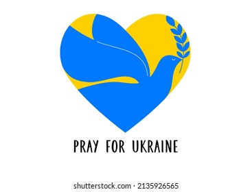 Flying bird, dove as a symbol of peace. Support Ukraine, Stand with Ukraine banner and poster in yellow and blue colors