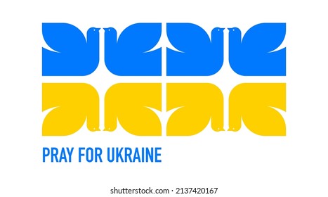 Flying bird, dove as a symbol of peace. Support Ukraine, Stand with Ukraine banner and poster in yellow and blue colors