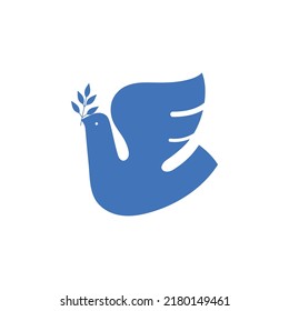 Flying bird, dove as a symbol of peace. Support Ukraine, Stand with Ukraine banner and poster in yellow and blue colors