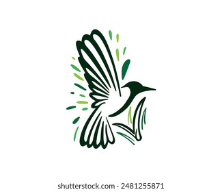 diseño de logotipo de arte de dibujo de pájaro volador Plantilla