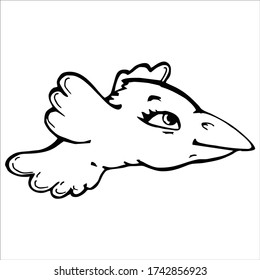 Es ist ein fliegender Vogel.  Zeichnen kann ein Symbol für eine aufstrebende ungewöhnliche Kreatur sein.