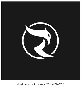 Flying Bird Eagle Logo Design. Abstract Monogram R Graphic Icon Logo Concept.