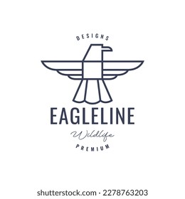 flying bird eagle wildlife beast hunting prey polygonal line minimal logo design vector