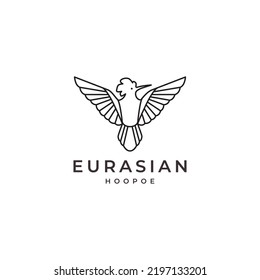 flying bird eurasian hoopoe logo design