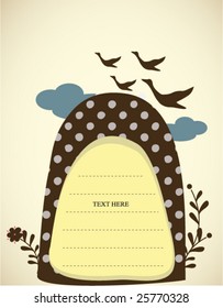 flying bird and floral background with text area