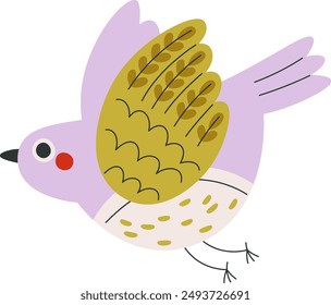 Flying Bird With Floral Pattern Vector Illustration
