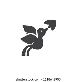 Flying bird and flower vector icon. filled flat sign for mobile concept and web design. Humming bird with flower simple solid icon. Symbol, logo illustration. Pixel perfect vector graphics