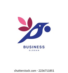 Flying bird with flower wings logo