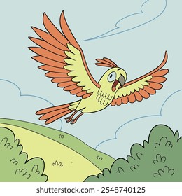 Flying Bird, fly in the sky vector art illustration