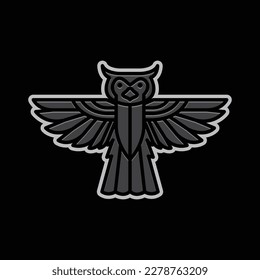 flying bird freedom horned owl modern geometric colorful abstract logo design vector