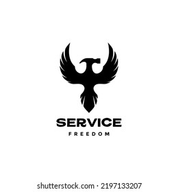 flying bird with hammer logo design