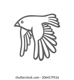 Flying bird hand drawn vector illustration. Flying bird sketch drawing simple symbol. Part of set.