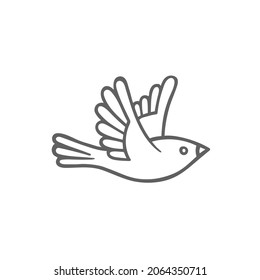 Flying bird hand drawn vector illustration. Flying bird sketch drawing simple symbol. Part of set.