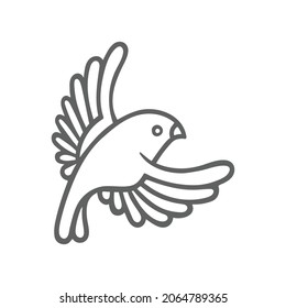 Flying bird hand drawn vector illustration. Flying bird sketch drawing simple symbol. Part of set.